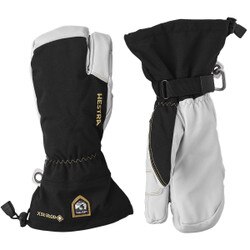 Hestra Army Leather GoreTex 3Finger Glove in Black and Natural Grey